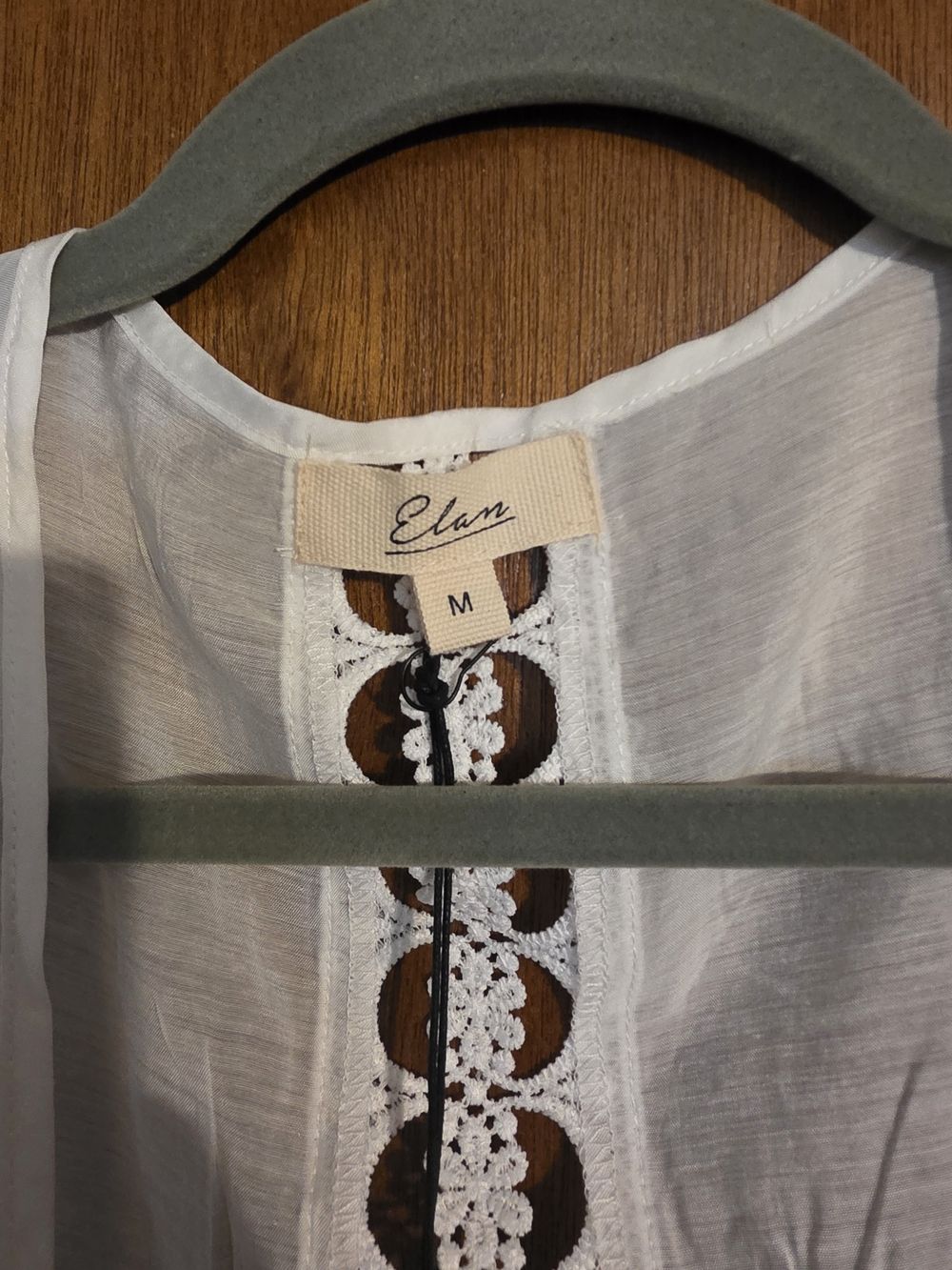 Elan White Lace-Detail Women’s Blouse